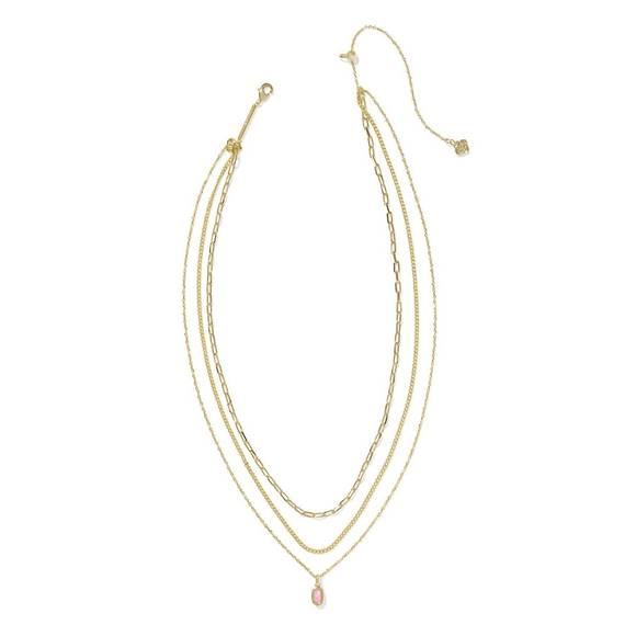 NEW KENDRA SCOTT women's mini elisa triple strand necklace in gold carnation kyo - Picture 1 of 2